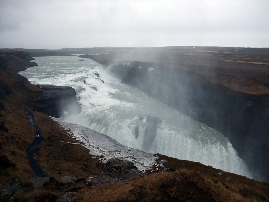 The Gullfoss waterfall, viewed from the upper viewpoint