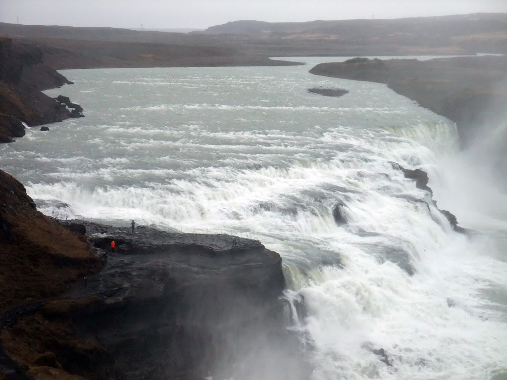 The upper part of the Gullfoss waterfall, viewed from the upper viewpoint
