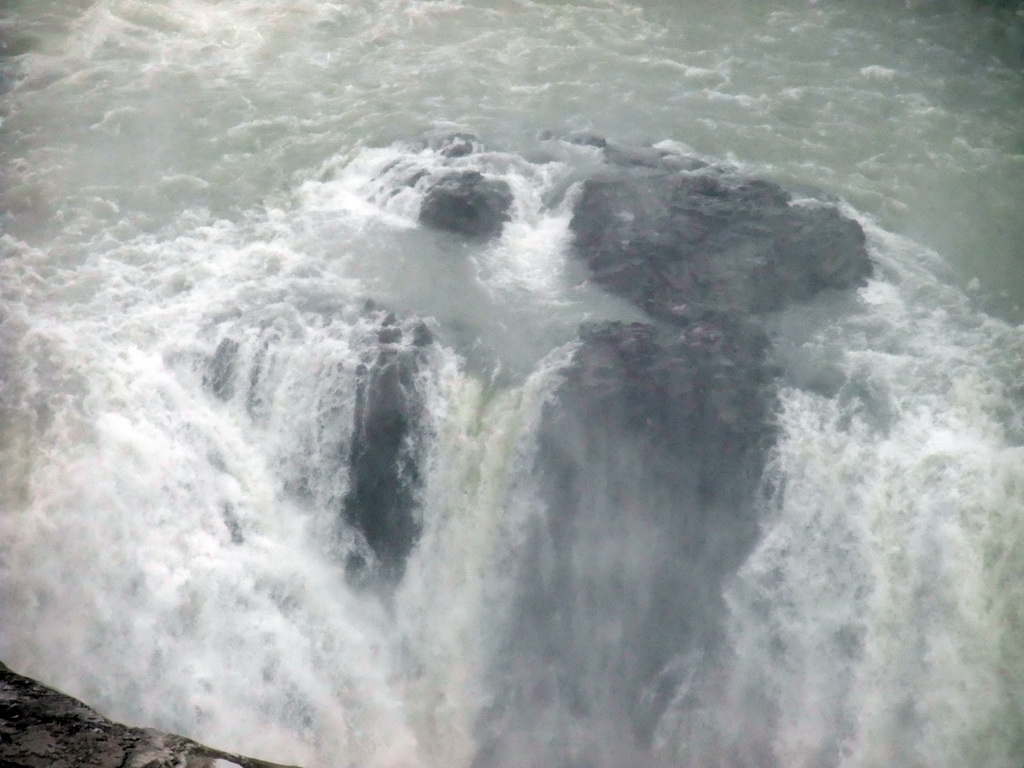 Detail of the upper part of the Gullfoss waterfall, viewed from the upper viewpoint