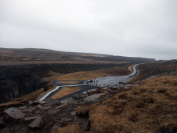 Parking place at the lower viewpoint of the Gullfoss waterfall