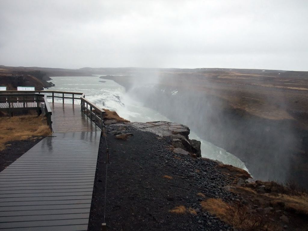 The upper viewpoint of the Gullfoss waterfall
