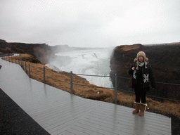 Miaomiao at the lower viewpoint of the Gullfoss waterfall