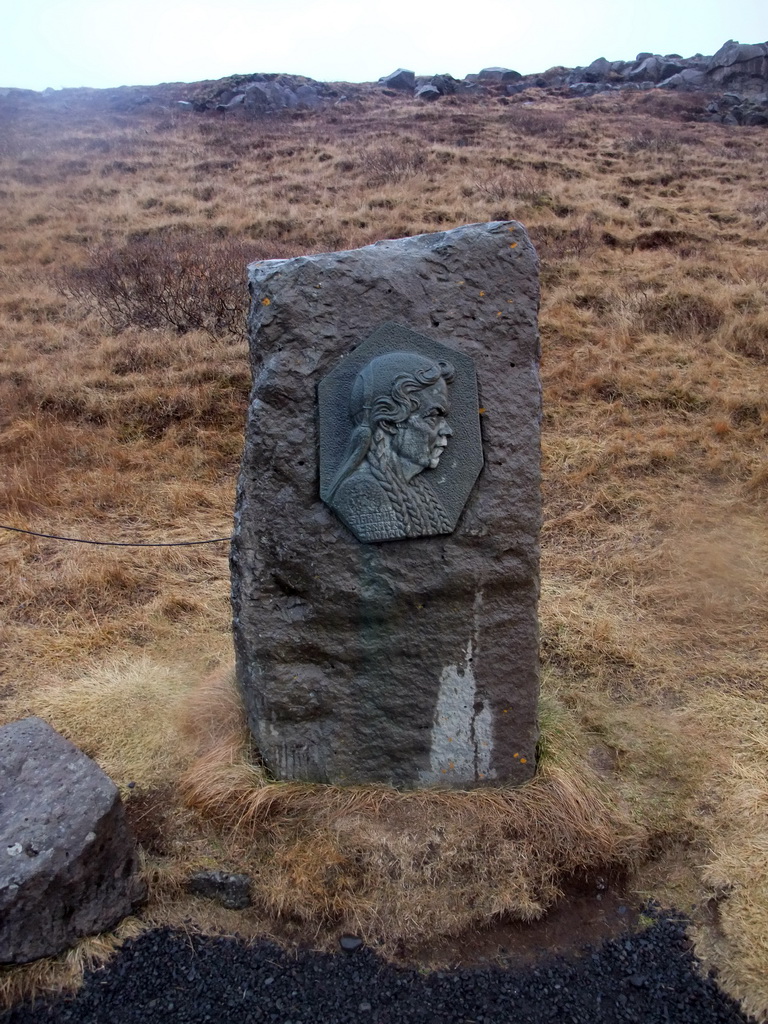 Memorial for Sigríður in Brattholt at the lower viewpoint of the Gullfoss waterfall