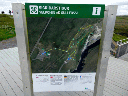 Map of the area of the Gullfoss waterfall, with explanation