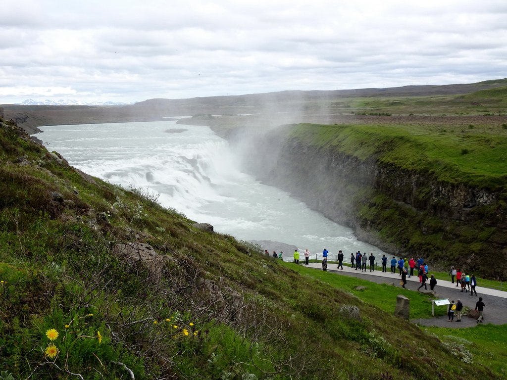 The upper part of the Gullfoss waterfall, viewed from the staircase to the lower viewpoint