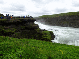 The upper part and closeby viewpoint of the Gullfoss waterfall, viewed from the path from the lower viewpoint