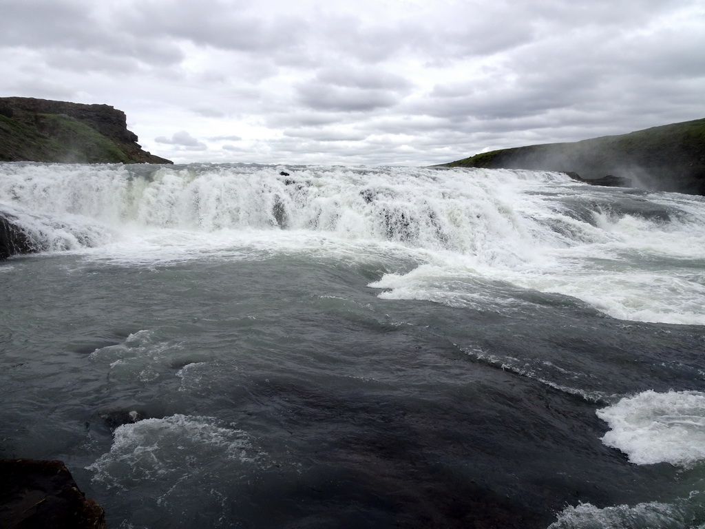 The upper part of the Gullfoss waterfall, viewed from the closeby viewpoint