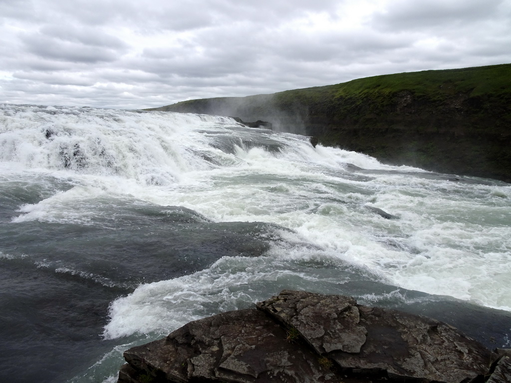 The upper part of the Gullfoss waterfall, viewed from the closeby viewpoint