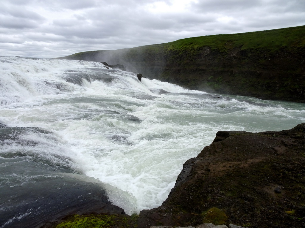 The upper part of the Gullfoss waterfall, viewed from the closeby viewpoint