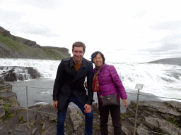 Tim and Miaomiao`s mother at the closeby viewpoint of the Gullfoss waterfall, with a view on the upper part