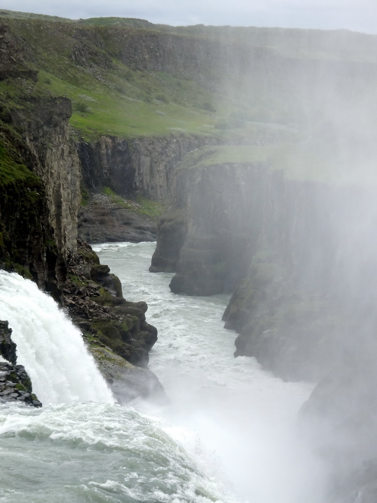 The lower part of the Gullfoss waterfall, viewed from the closeby viewpoint