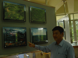 Miaomiao`s father at the museum of the Hainan Volcano Park