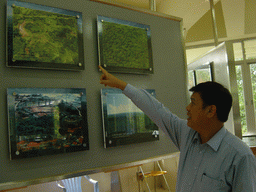 Miaomiao`s father at the museum of the Hainan Volcano Park