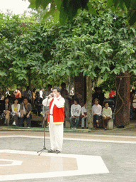 Musician on the stage at the Hainan Volcano Park