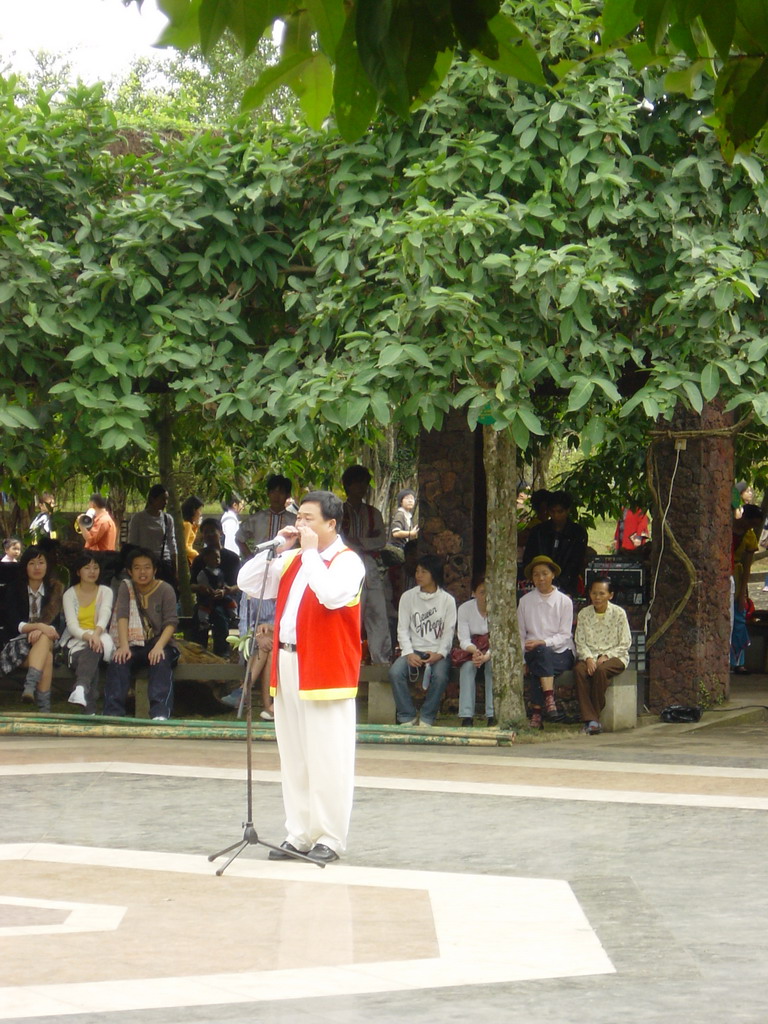 Musician on the stage at the Hainan Volcano Park