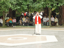 Musician on the stage at the Hainan Volcano Park