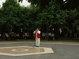 Musician on the stage at the Hainan Volcano Park