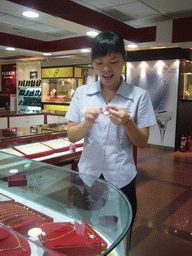 Saleswoman in a jewellery shop in the city center