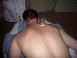 Tim having a Chinese cupping massage at a massage salon in the city center