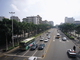 Main road in the city center, viewed from a pedestrian bridge