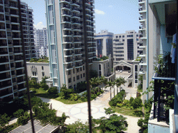 View from the balcony of the apartment of Miaomiao`s parents on the entrance of the apartment complex