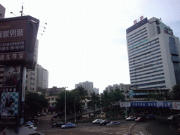 View from a pedestrian bridge in the center of the city