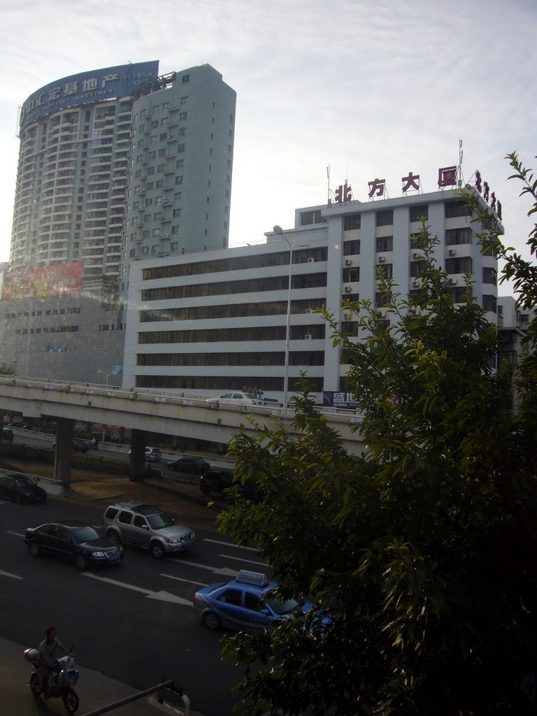 View from a window of a restaurant in the center of the city