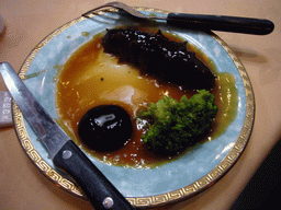 Sea cucumber in a restaurant in the center of the city