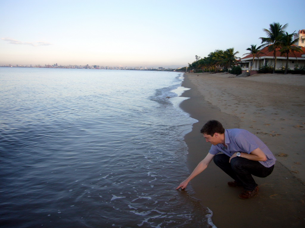 Tim at the beach of Haikou