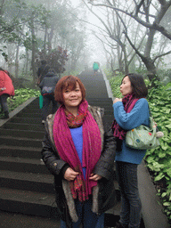 Miaomiao and Mengjin at the path going up the Mt. Fengluling volcano crater at the Hainan Volcano Park