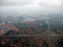 Highway crossing and surroundings to the southwest of Haikou, viewed from the airplane from Zhengzhou