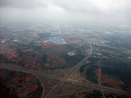 Highway crossing and surroundings to the southwest of Haikou, viewed from the airplane from Zhengzhou
