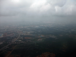 Buildings and forest to the south of Haikou, viewed from the airplane from Zhengzhou