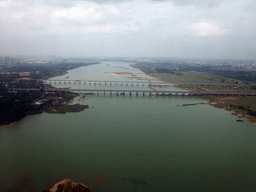 Bridges over the Nandu River just to the west of Haikou Meilan International Airport, viewed from the airplane from Zhengzhou