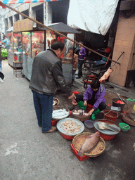 Food stalls at an old shopping street in the city center