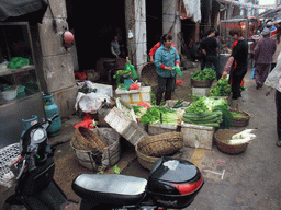 Food stalls at an old shopping street in the city center