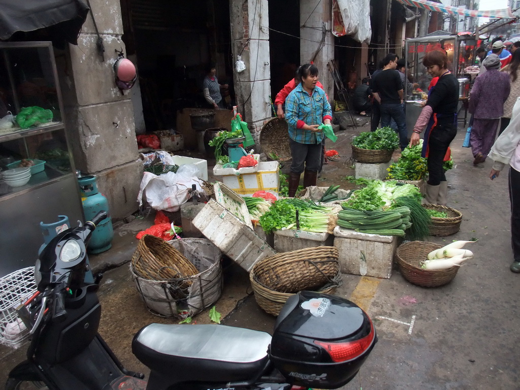 Food stalls at an old shopping street in the city center