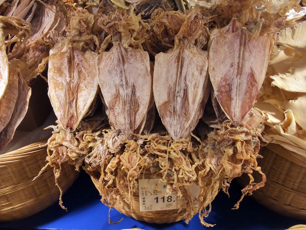 Dried squids at the Carrefour supermarket