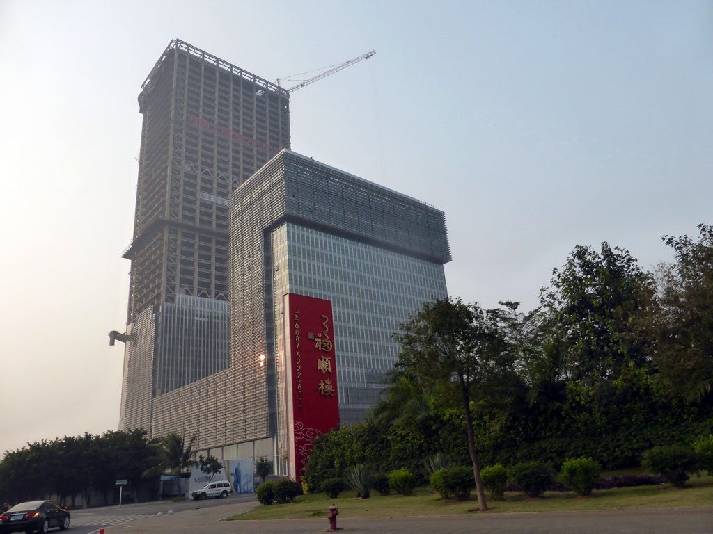 The Hainan Tower at Guoxing Avenue, viewed from the car