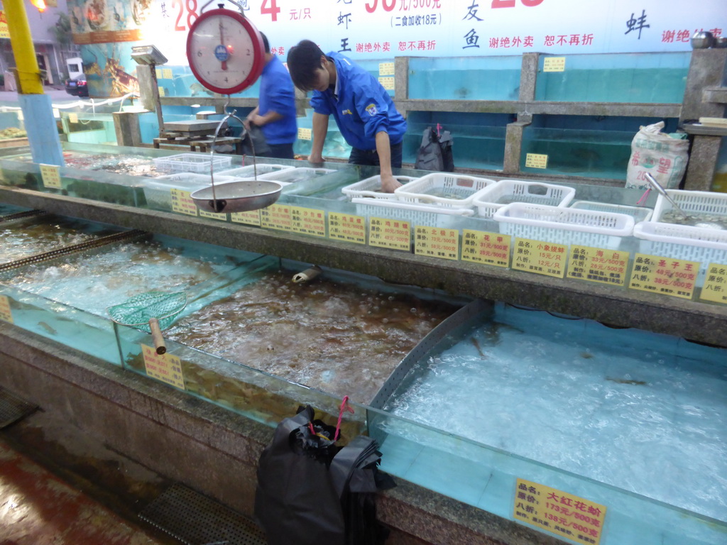 Fish and seafood at a restaurant near Xiaoyao Lake