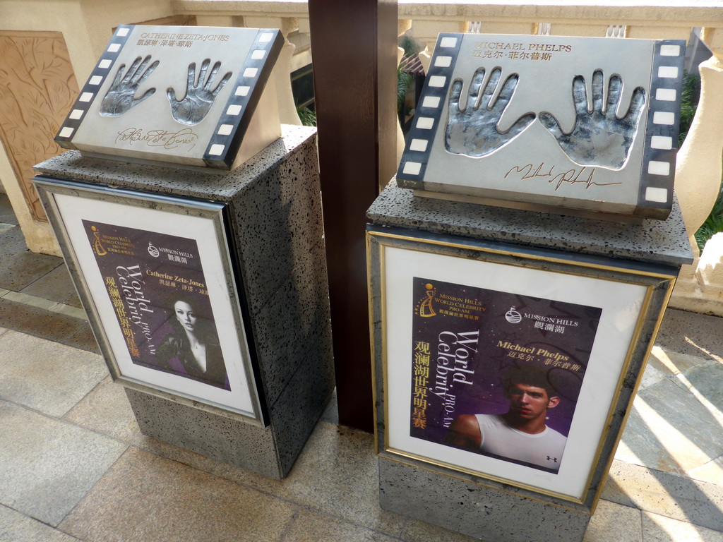 Hand prints of Catherine Zeta-Jones and Michael Phelps at the Mission Hills Golf Resort Haikou