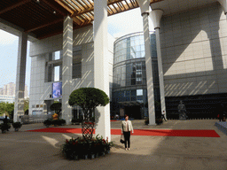 Miaomiao at the ground floor and entrance of the Hainan Provincial Museum