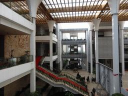 Central staircase and central relief at the Hainan Provincial Museum, viewed from the middle floor