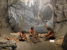 Wax stone age statues at the `Exhibition of History of Hainan II: Continent Reclamation` at the middle floor of the Hainan Provincial Museum