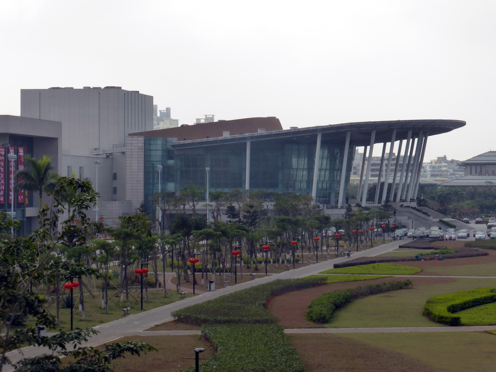 The Haikou Culture Park and the Hainan Centre for the Performing Arts, viewed from the middle floor of the Hainan Provincial Museum