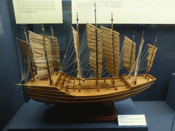 Scale model of a ship from Zheng He at the `Exhibition of History of Hainan IV: Qidian Civilization` at the middle floor of the Hainan Provincial Museum