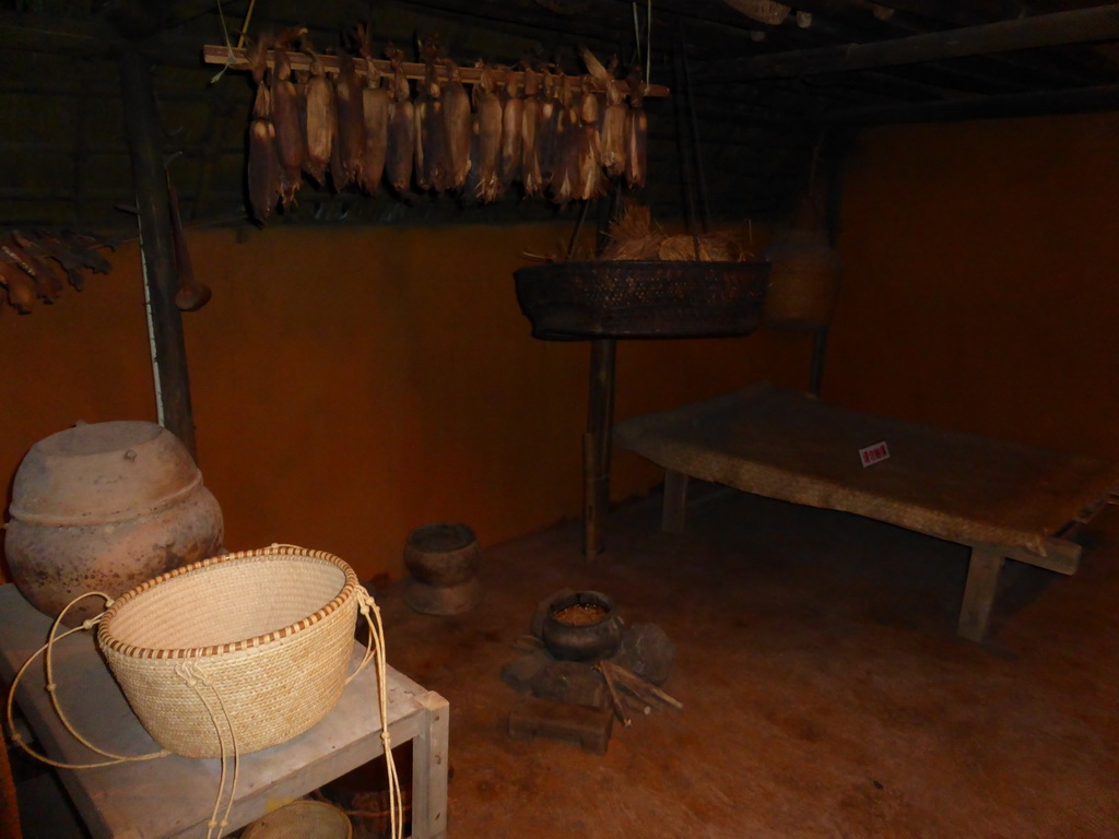 Interior of the boat-shaped house of the Li tribe, at the `Exhibition of Minority Nationalities in Hainan IV: Material Life` at the top floor of the Hainan Provincial Museum