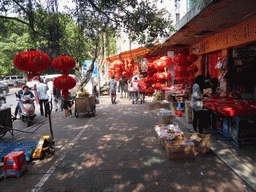 Paper lanterns in shops at Bo`Ai South Road