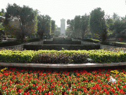 Trees, plants and monument stone at Haikou People`s Park