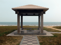 Pavilion at the beach at the Holiday Beachside Resort at Binhai Avenue and the Qiongzhou Strait